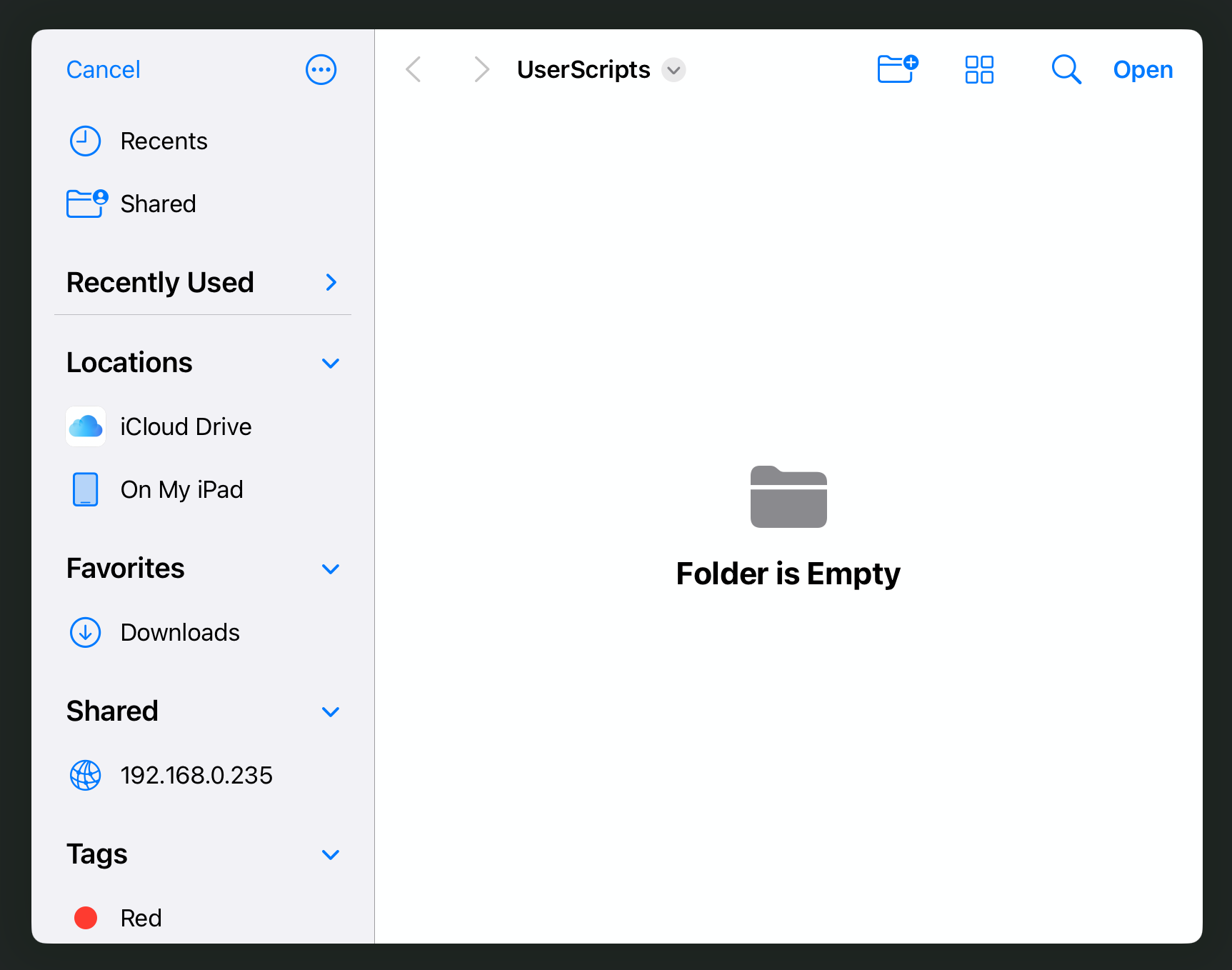 Set a directory via iOS's file manager